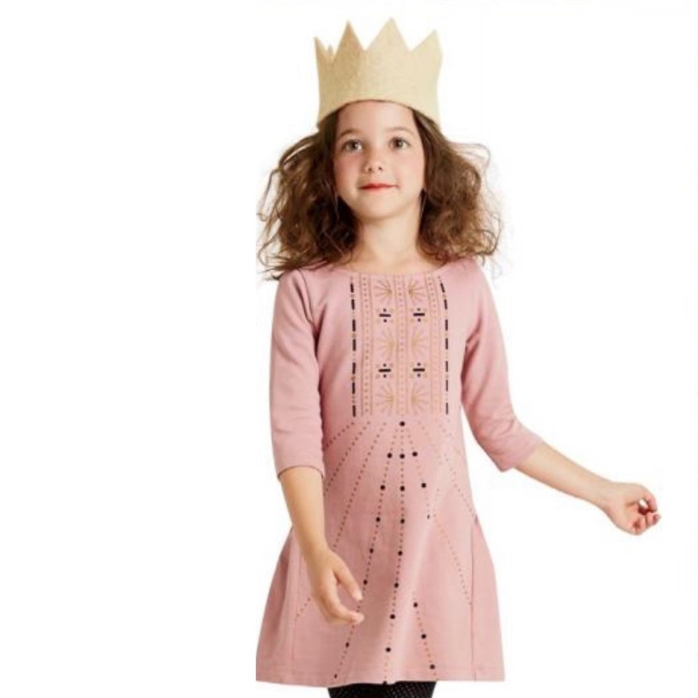 Tea Collection Gold Design Pink Play Dress